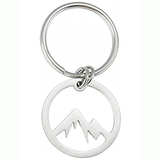 Titanium Steel Hollow Snow Mountain Valley Keychain