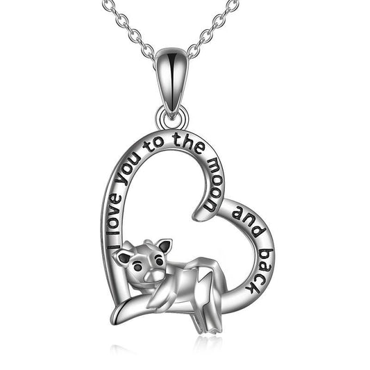 Sterling Silver Cow Heart Pendant Necklace For Women I Love You To The Moon And Back