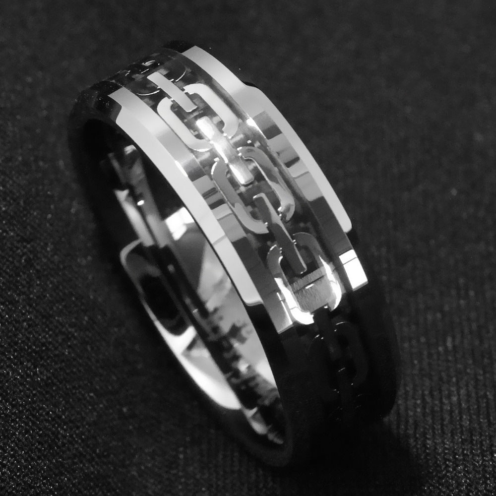 Geometric Cutout Chain Ring For Men