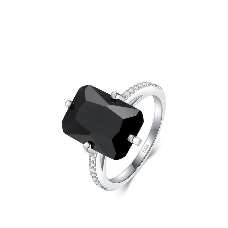 Inlaid Rectangular Zircon Ring For Women