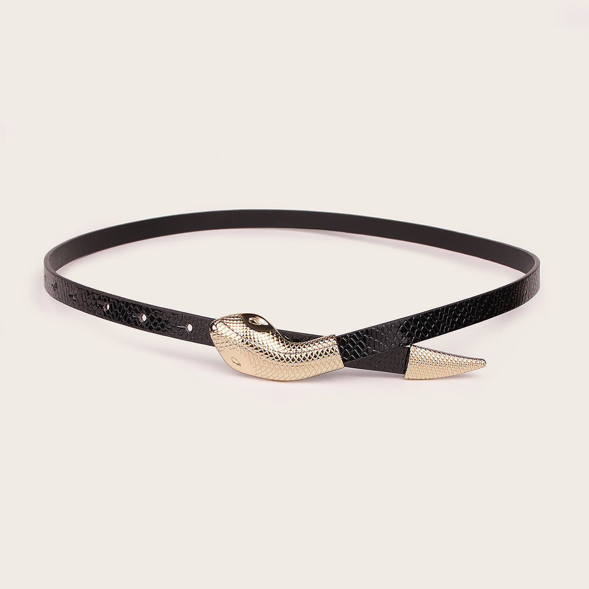 Mirror Patent Leather Snakeskin Snap Belt