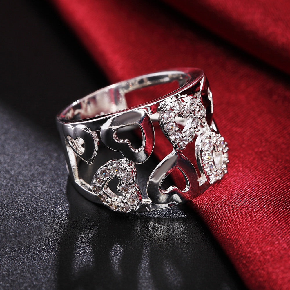 Heart-Shaped Cutout Ring With Diamonds