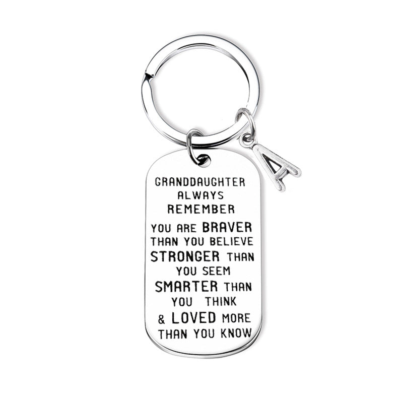 Hot Stainless Steel Tag Grandchild Keychain