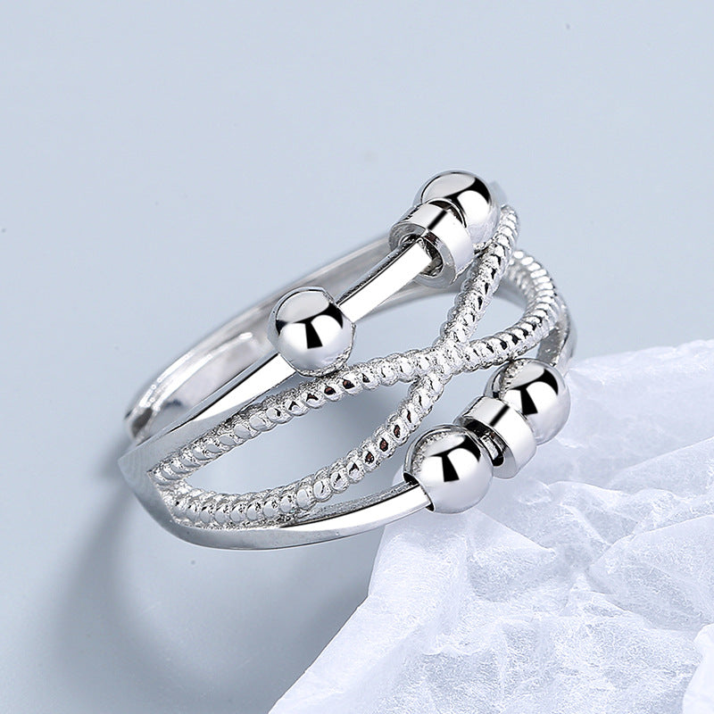 Double-Layer Hollow Line Rotatable Ring Women