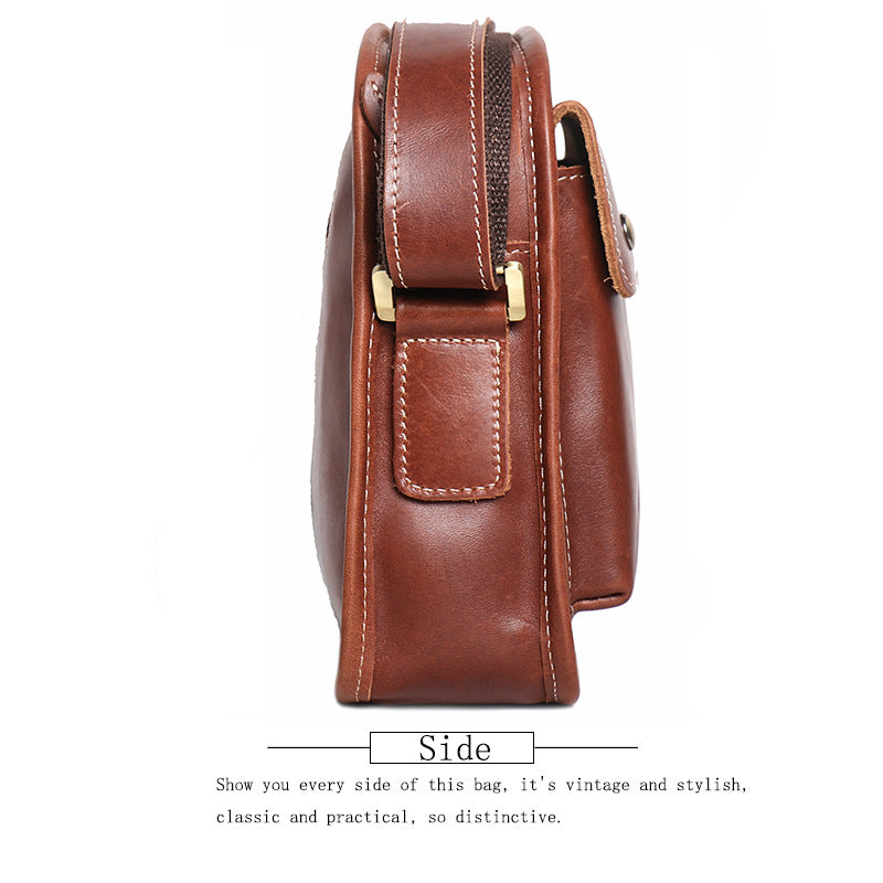 Men's Real-Leather Bag Cowhide Casual Simple Shoulder