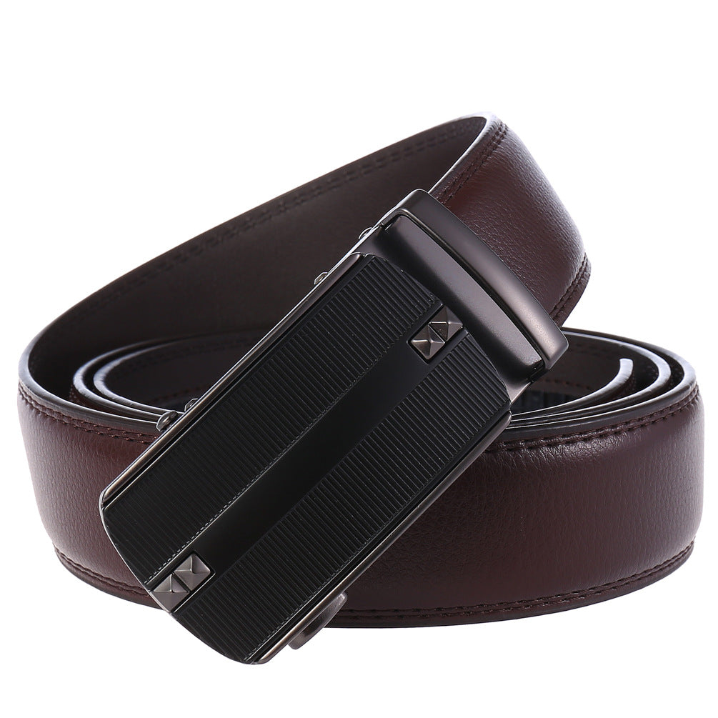 Automatic Buckle Belt Men's Two-Layer Cowhide