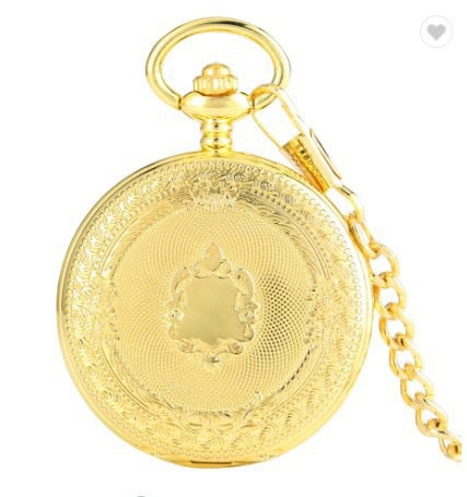 Bronze Transparent Bottom Glossy Semi-Automatic Mechanical Pocket Watch