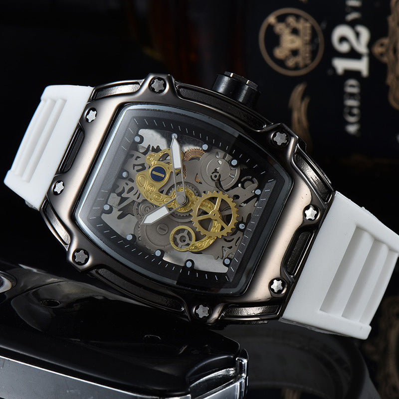 Two Hands Turn Dial Personalized Skeleton Transparent Quartz Watch