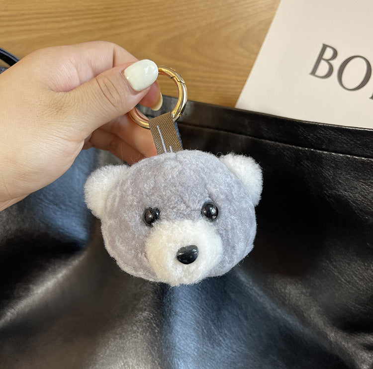 Real Wool Bear Car Keychain Fur Plush Doll