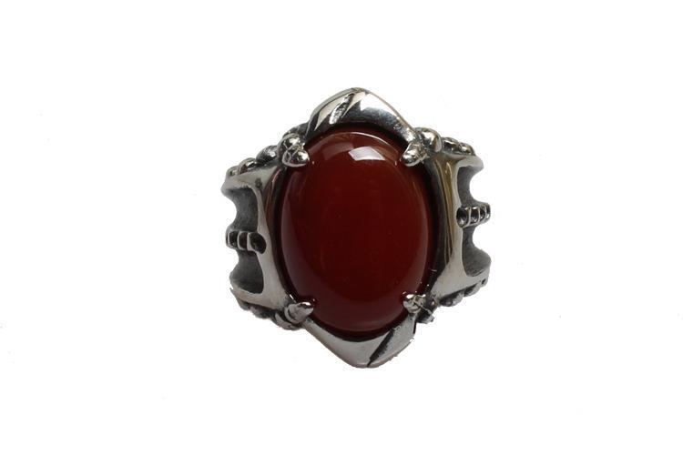 Punk Goth Vintage Gemstone Titanium Steel Casting Men's Ring