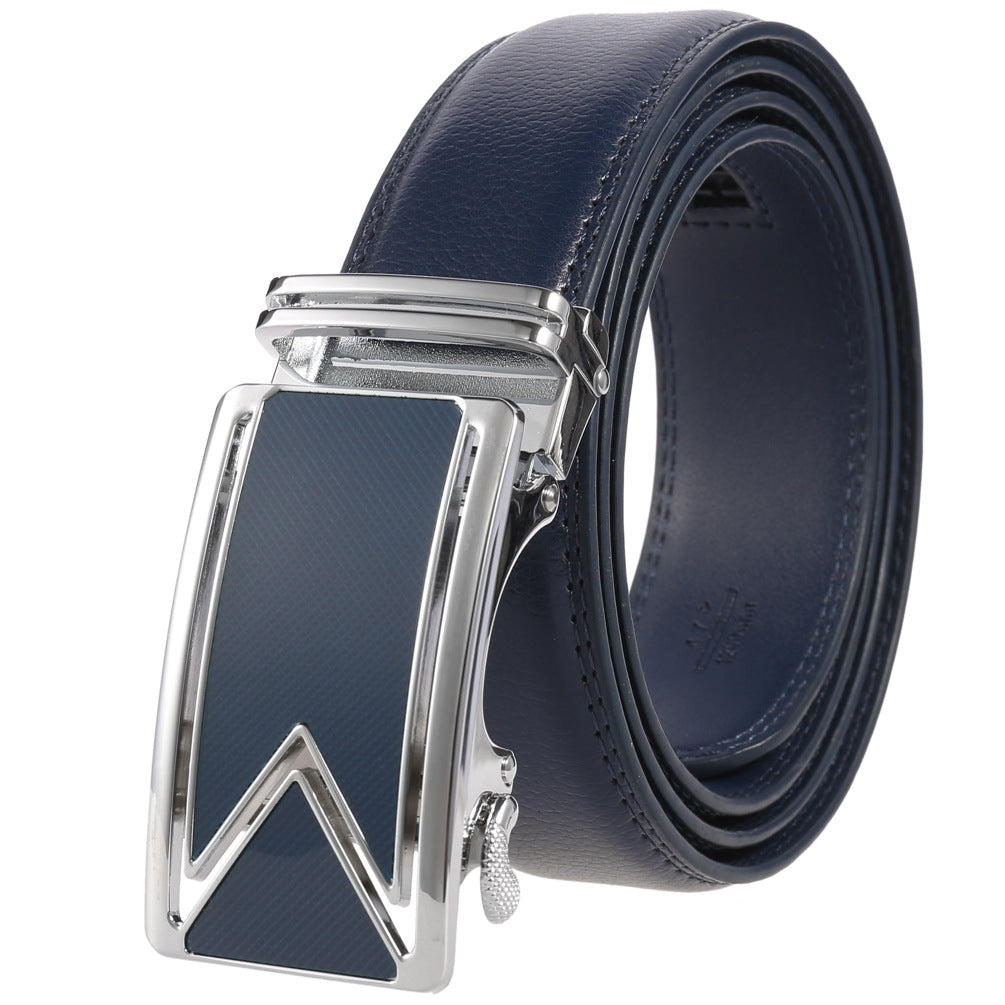 Fashion Men's Two-Layer Cowhide Automatic Buckle Trouser Belt