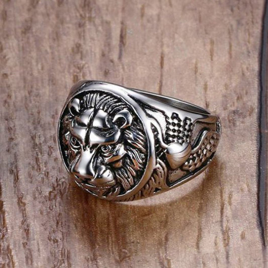 Domineering Lion's Head Ring Style Steel Titanium