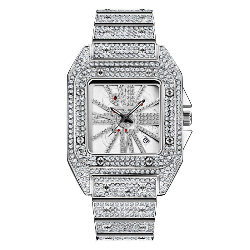 Hip Hop Full Diamond Large Dial Men's Quartz Watch