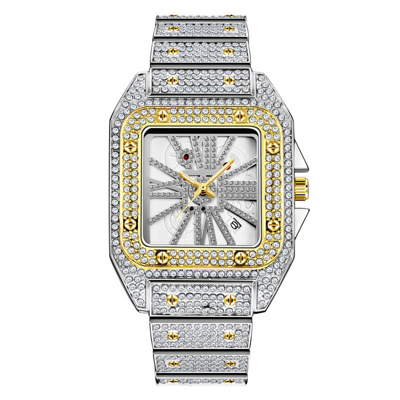 Hip Hop Full Diamond Large Dial Men's Quartz Watch