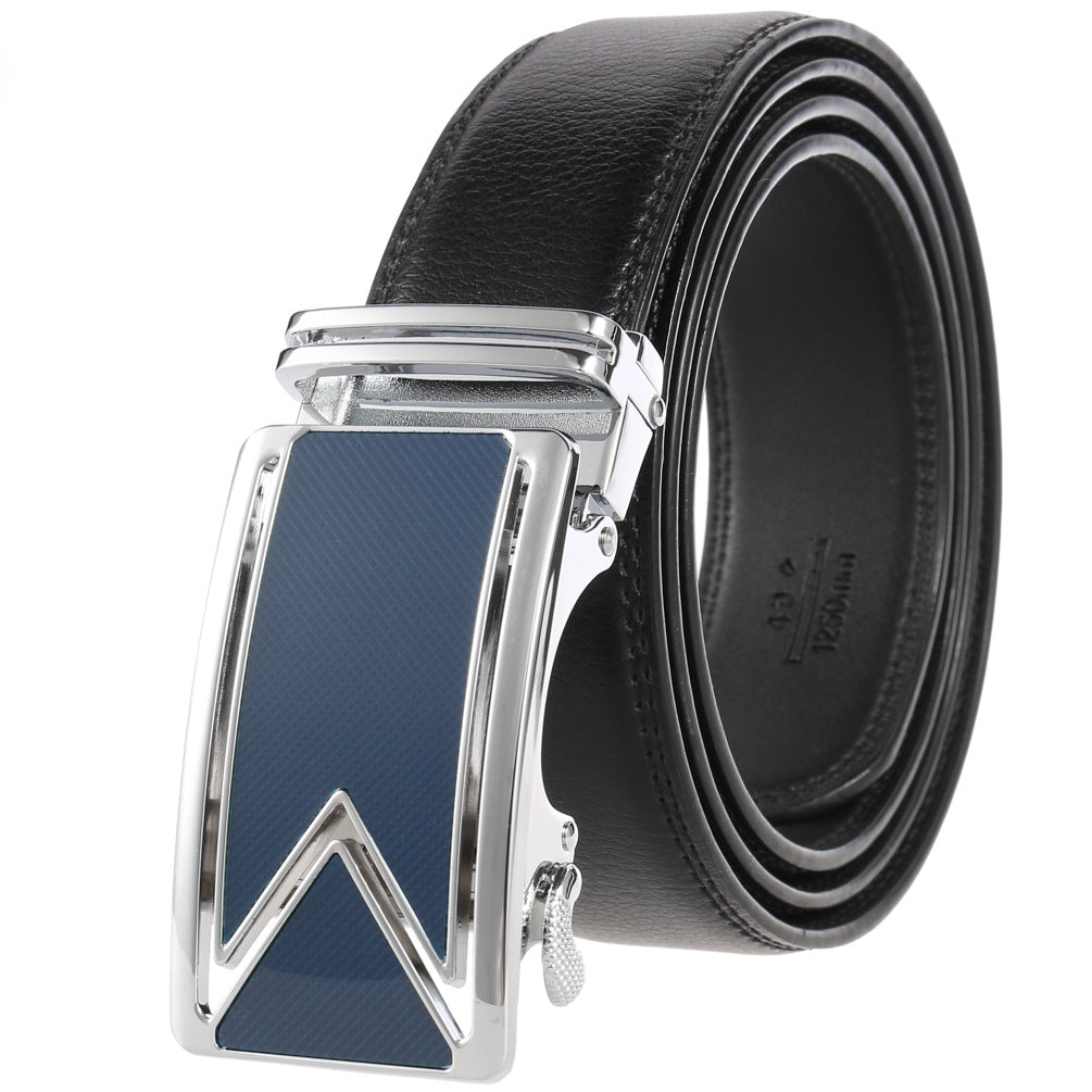 Fashion Men's Two-Layer Cowhide Automatic Buckle Trouser Belt