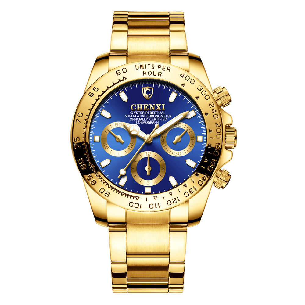 Men's Electroplating Gold Luminous Waterproof Business Watch