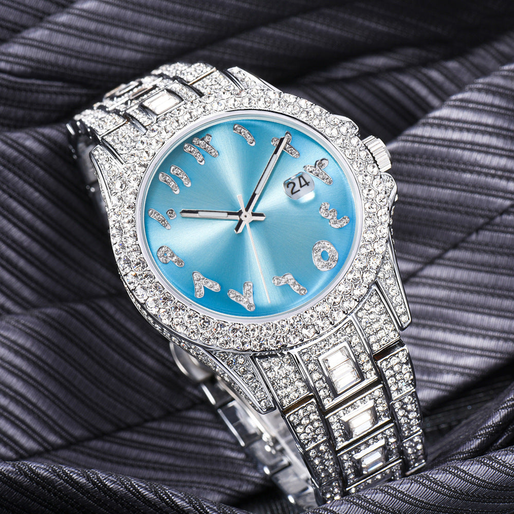 European And American Hip Hop Diamond Full Diamond Business Men's Waterproof Quartz Watch