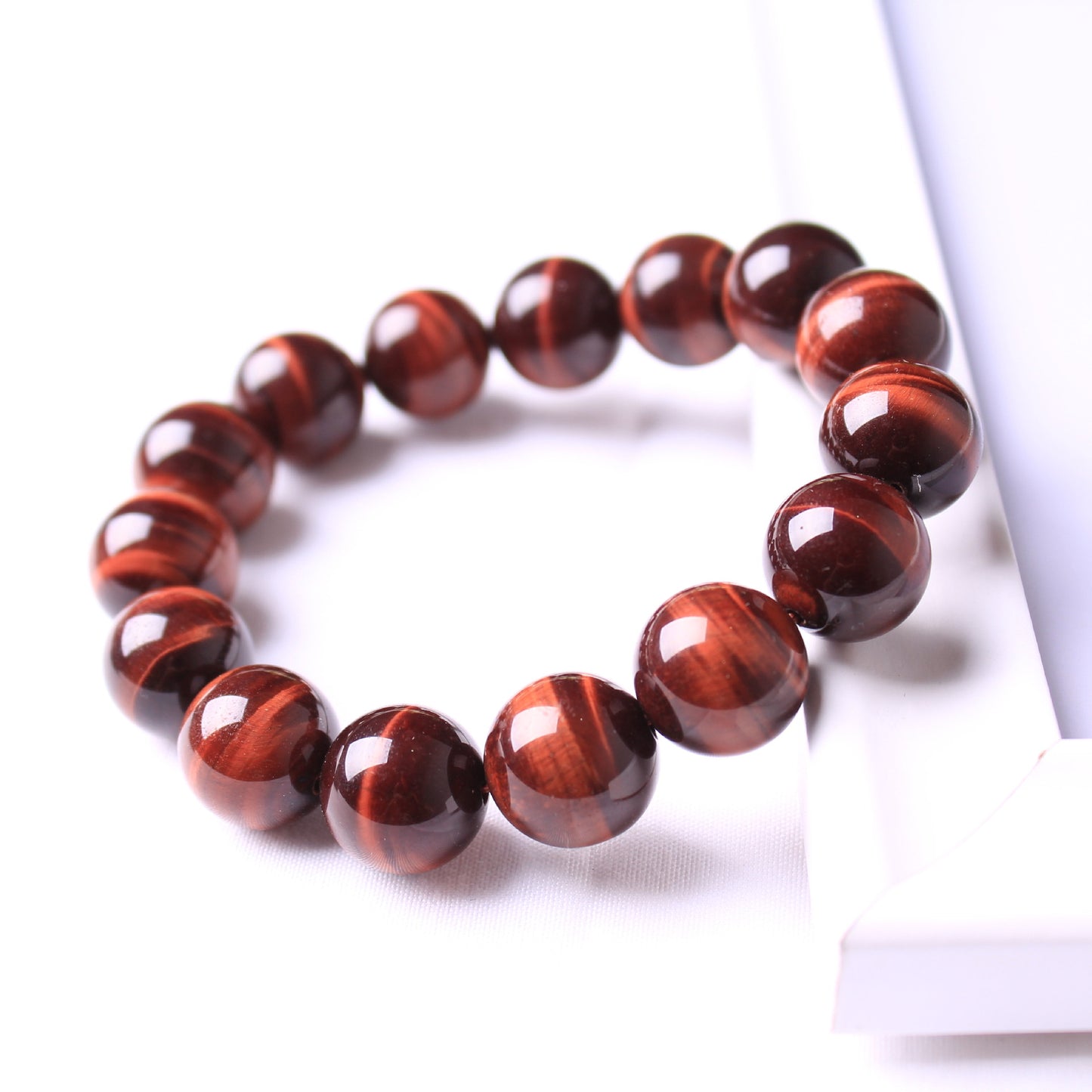 Natural Red Tiger Eye Gemstone Single Circle Bracelet For Men