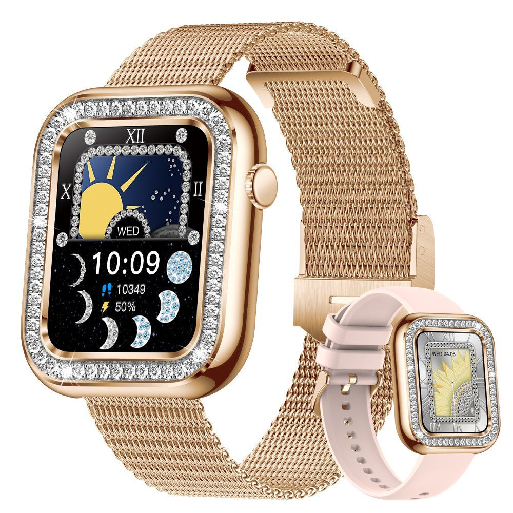 Hot Square Fashion Women Smart Wristwatch Diamond Waterproof