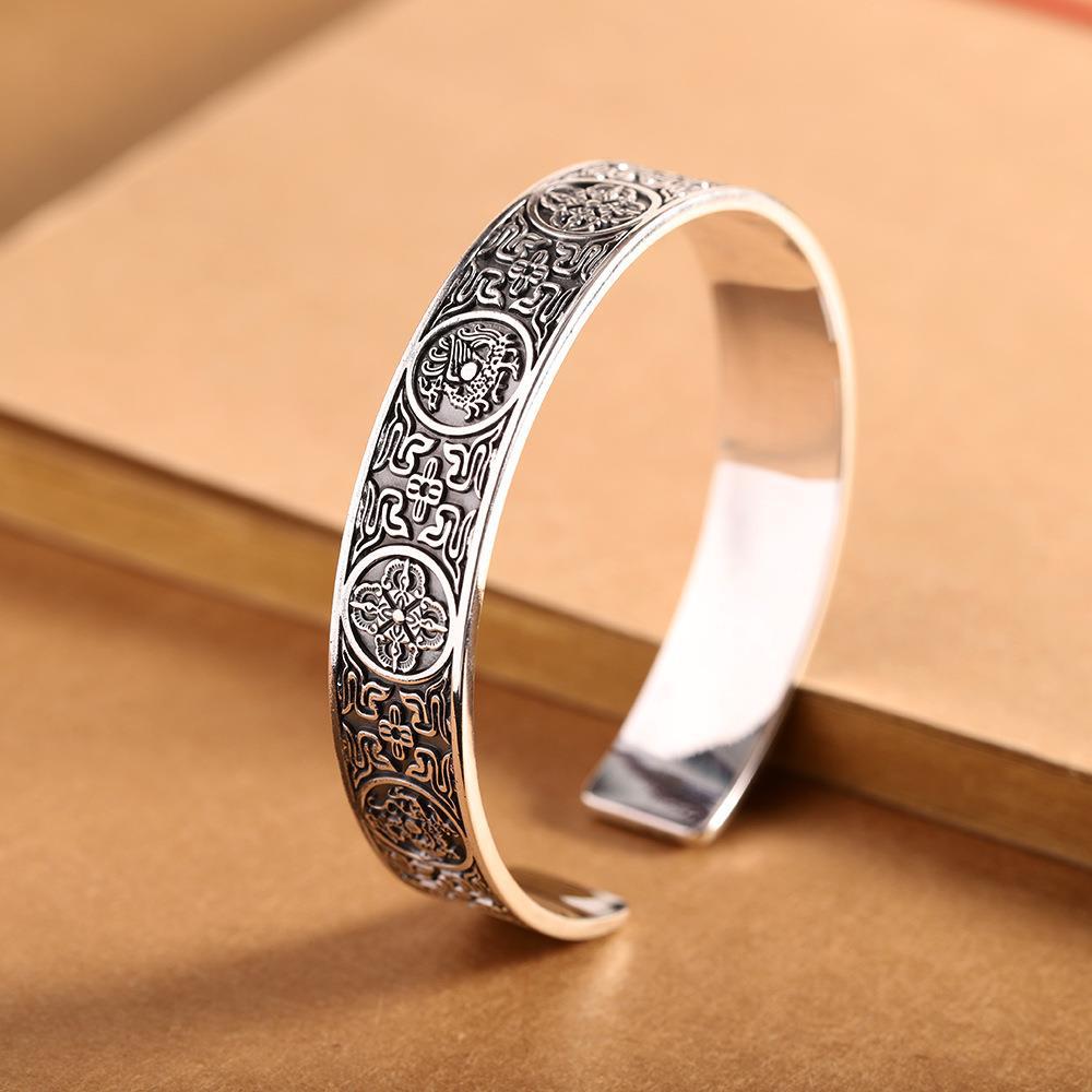 999 Sterling Silver Wide Bracelet For Men