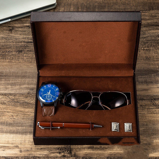 Present Gift Box Set | Men's Watch | Glasses | Pen | Cufflinks