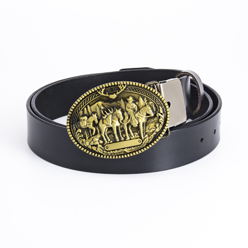 Men's Western Cowboy Punk Retro Leather Belt