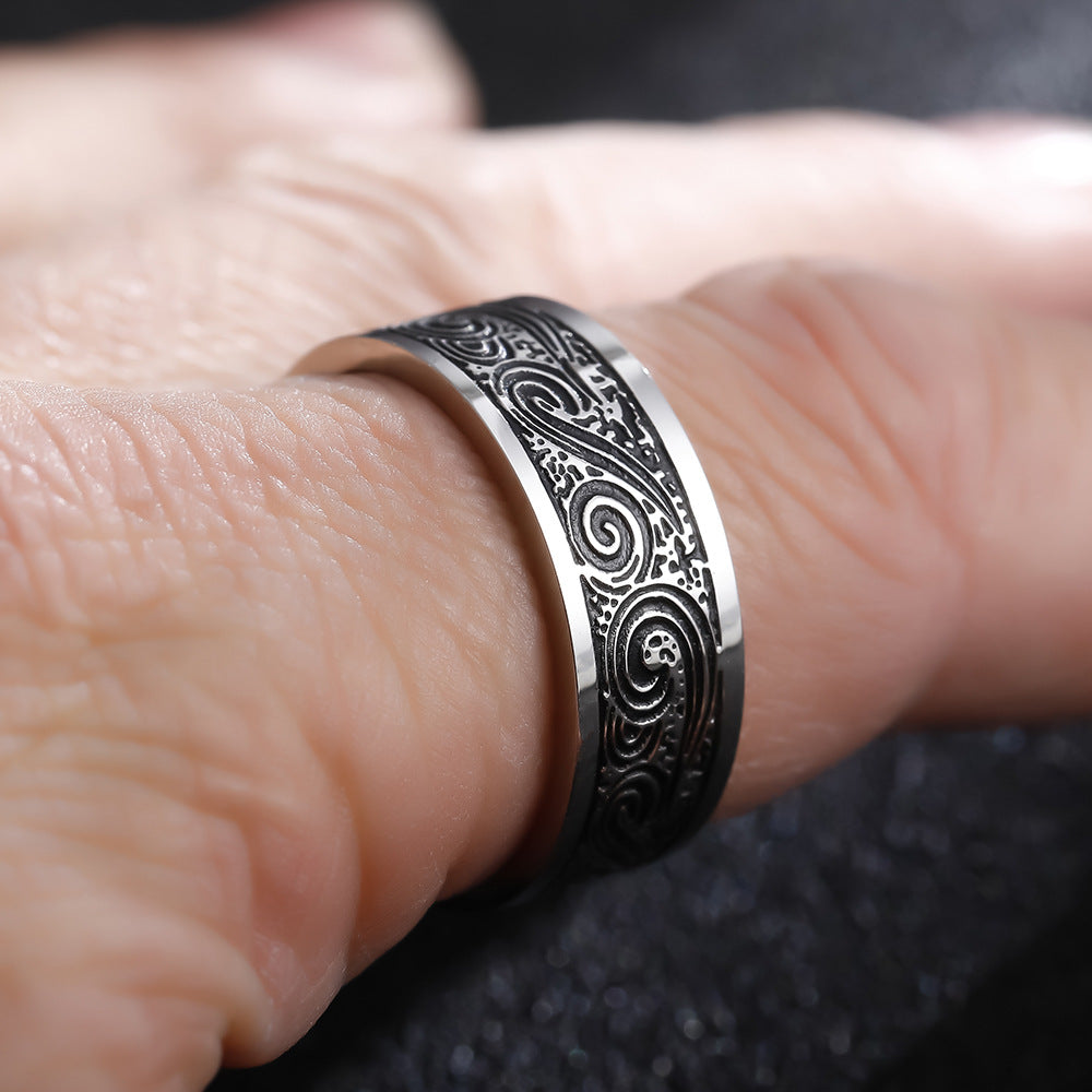 Titanium Steel Retro Men Ring