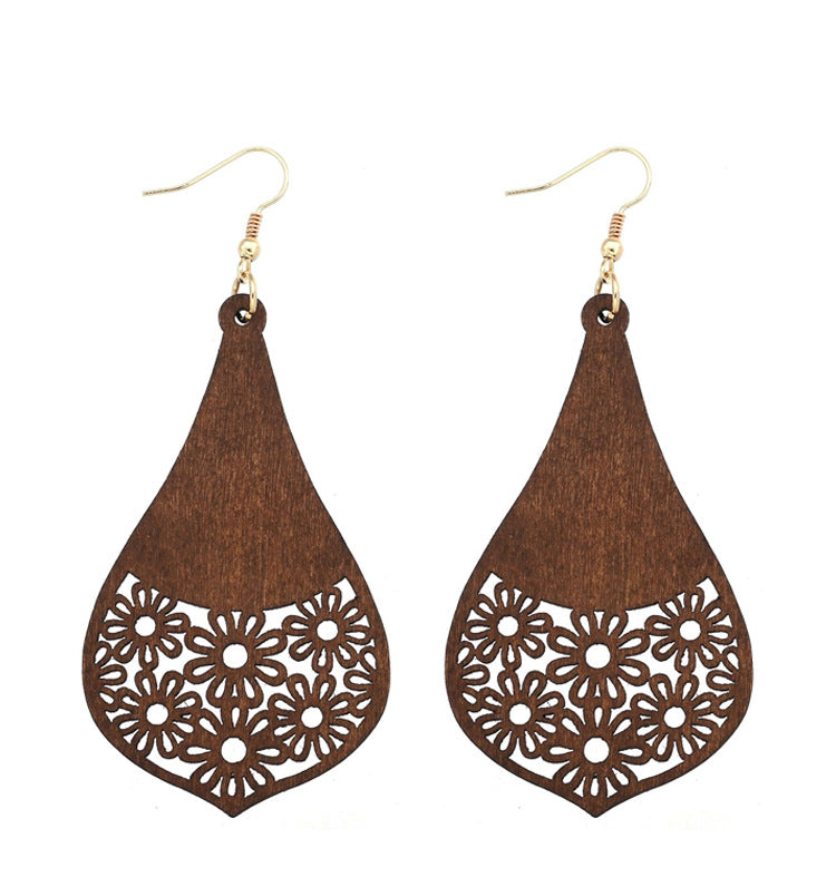 Fashion Creative Hollow Simple Wood Earrings