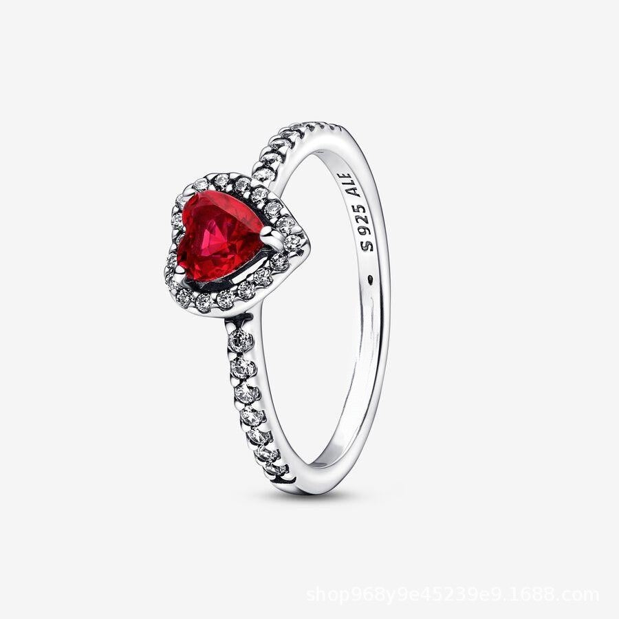 Sterling Silver Red Heart Ring Ruby