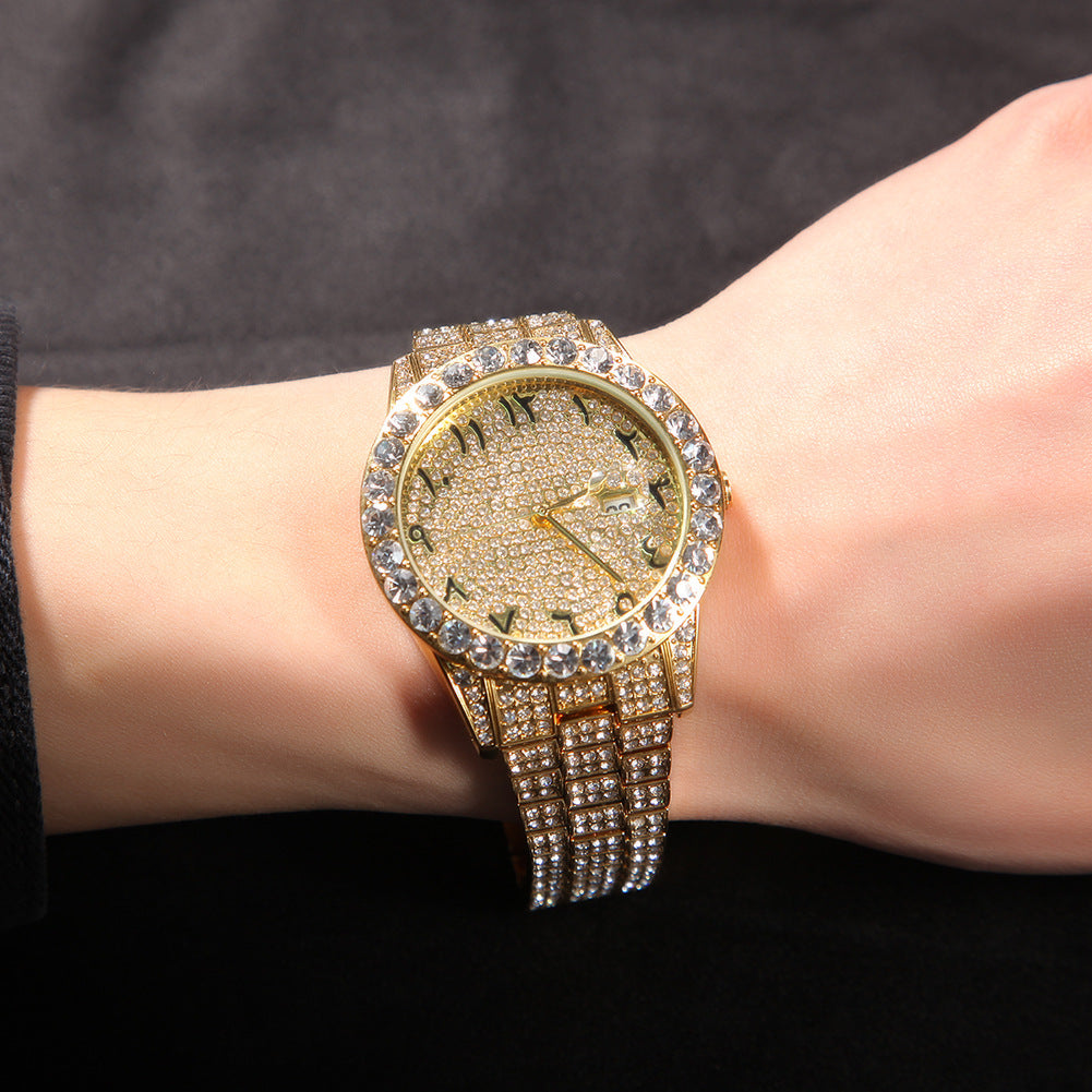 Full Diamond British Flower Body Digital Large Watch