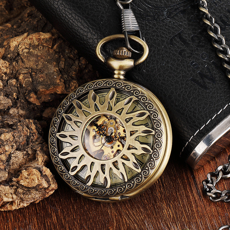 Vintage Men's and Women's Engraved Hollow Automatic Mechanical Pocket Watch