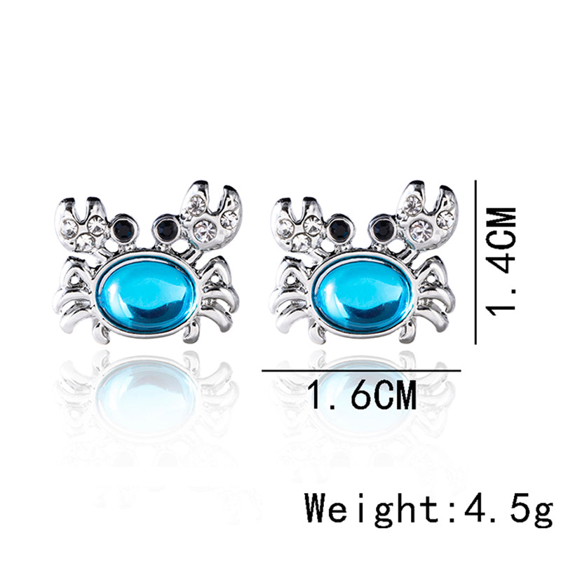 Fashion Alloy Gem Crystal Crab Stud Earrings