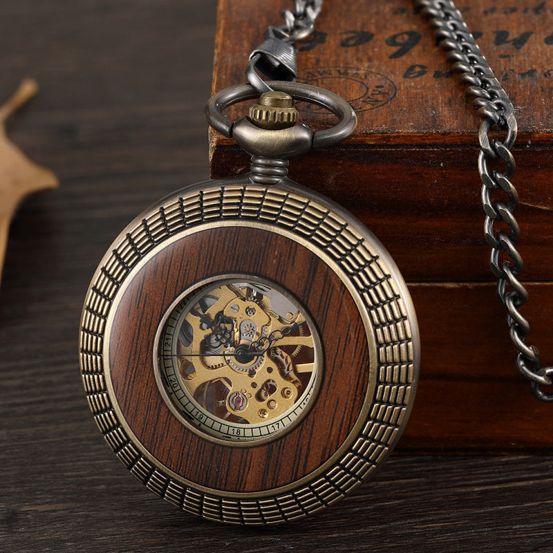 Large Flip Mechanical Pocket Watch Roman Carved Hollow Classic Mechanical Watch Pocket Watch