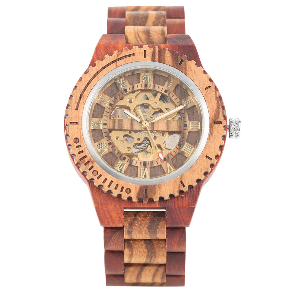 Bamboo Wood Automatic Mechanical Watch Creative Gear