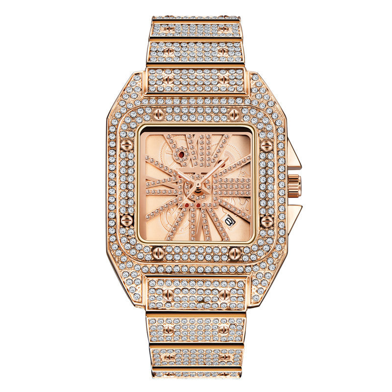 Hip Hop Full Diamond Large Dial Men's Quartz Watch