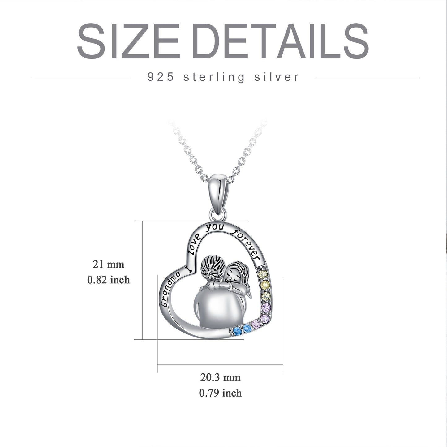 White Gold Plated Cubic Zirconia Granny Necklace In Sterling Silver