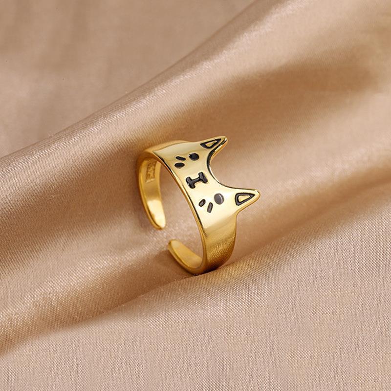 Women's Cute Cartoon Epoxy Cat Ring