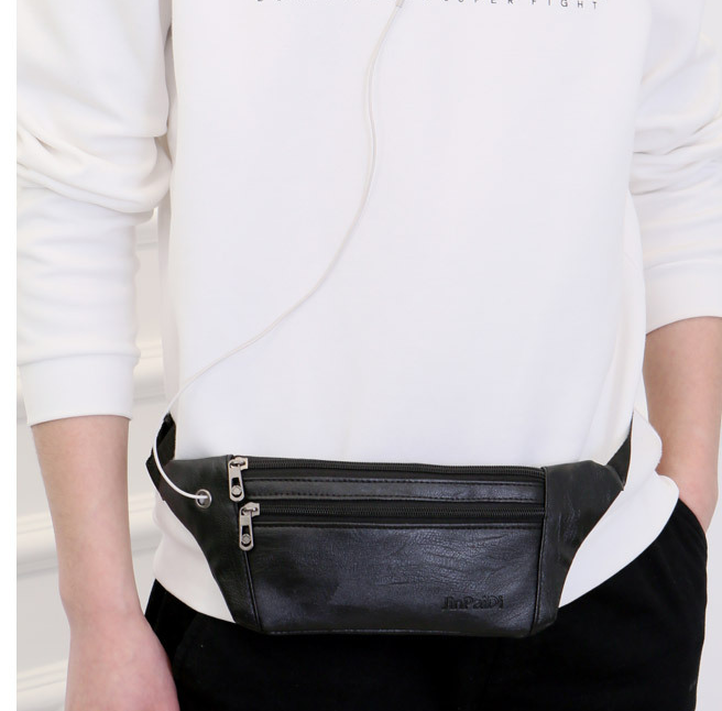 Ultra-Thin Pu Men's Belly Phone Waist Bag