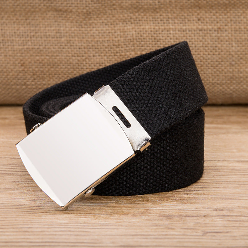 Men's and Women's Business Canvas Belt Roller Mirror Buckle