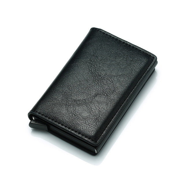 PU Leather Credit Holder Business Money Cash Card Package RFID Wallet Automatic Aluminum Alloy Card Men Bag