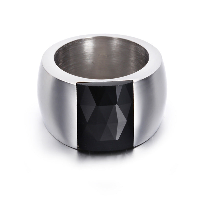 Simple Fashion Women's Steel Glass Titanium Steel Ring