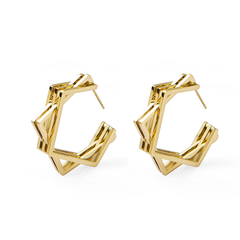 Internet Celebrity Personality Irregular Notched Geometric Earrings