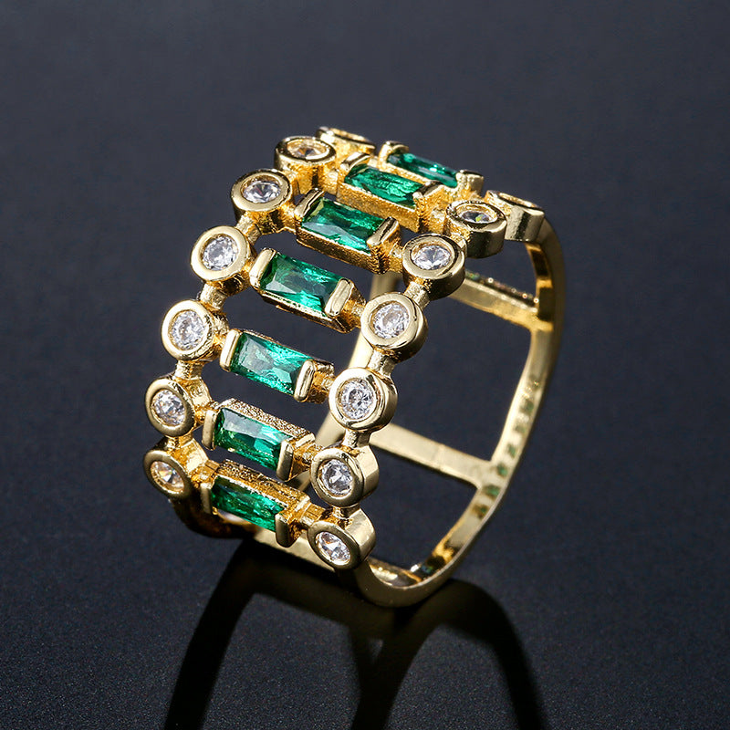 Emerald Gold-Plated Hollow Ring Setting