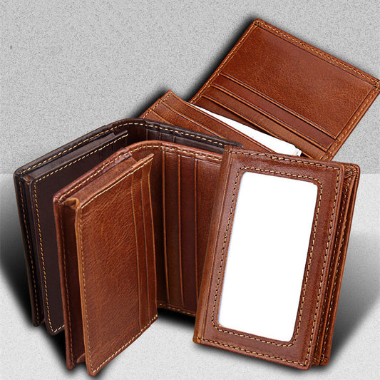 Leather Anti-Magnetic RFID Anti-Theft Swiping Change Document Package Card Holder