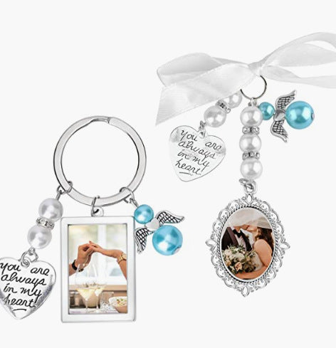 Bow Knot Pearl Love Photo Pendant Gem Holder Wings Photo Frame