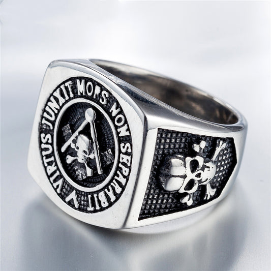 Masonic Logo Ghost Head Men's Titanium Steel Ring