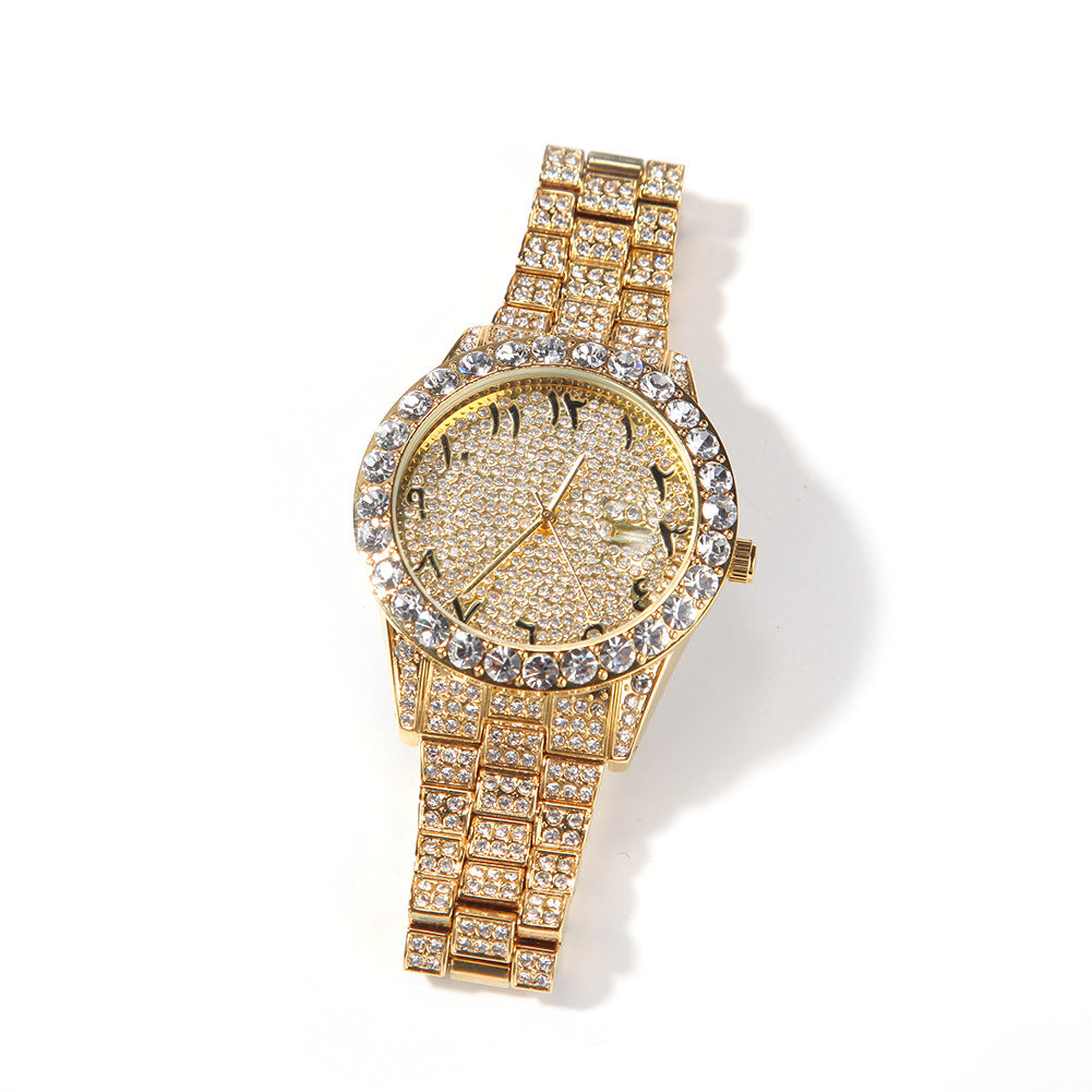 Full Diamond British Flower Body Digital Large Watch