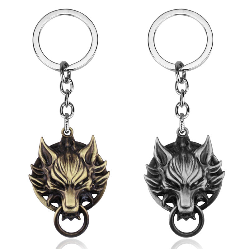 Home Fashion Simple Wolf Head Shape Keychain Alloy Pendant