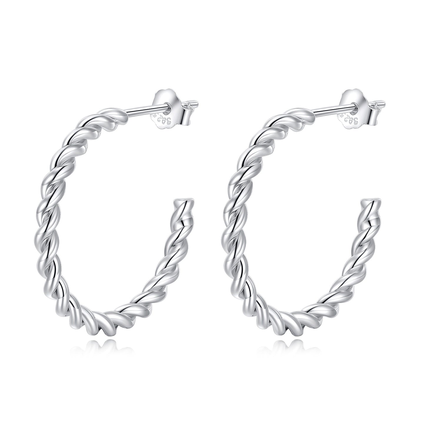 Women Silver Twisted Lightweight Chunky Open Hoops For Teen Girls