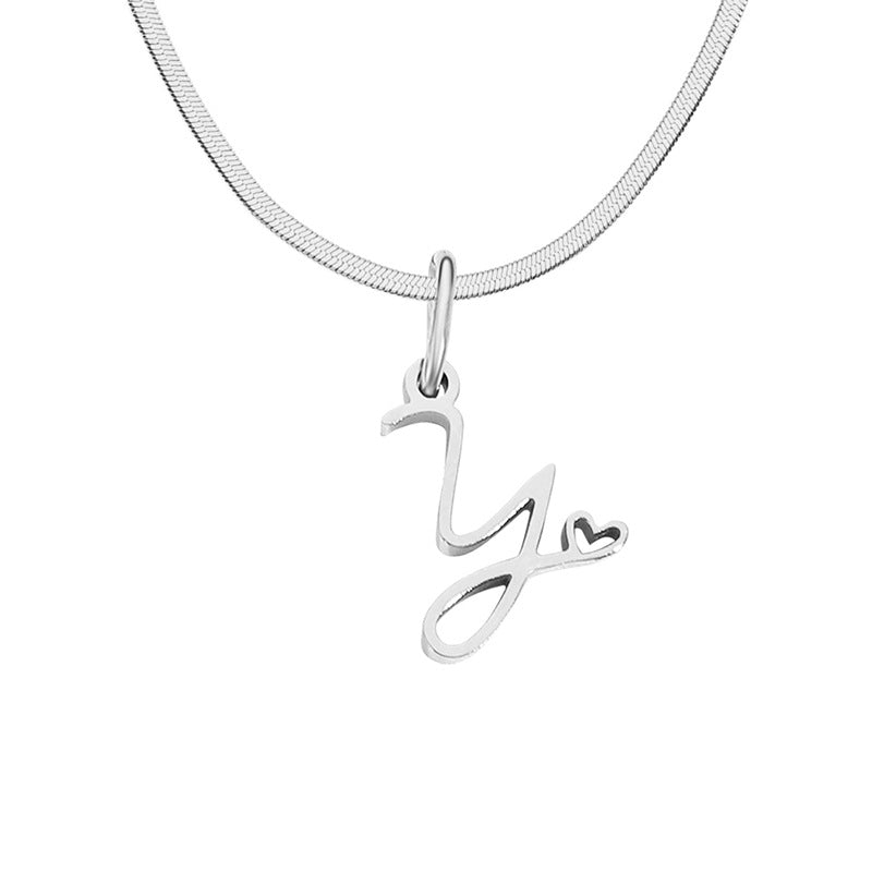 Women's Stainless Steel Necklace With Letter Pendant